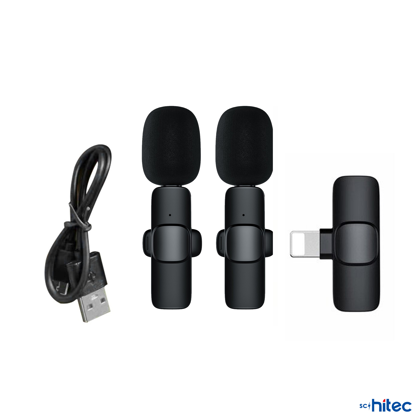 Picture of ScHitec K9 Lightning Çift Kablosuz Wireless HD Yaka Mikrofonu Siyah